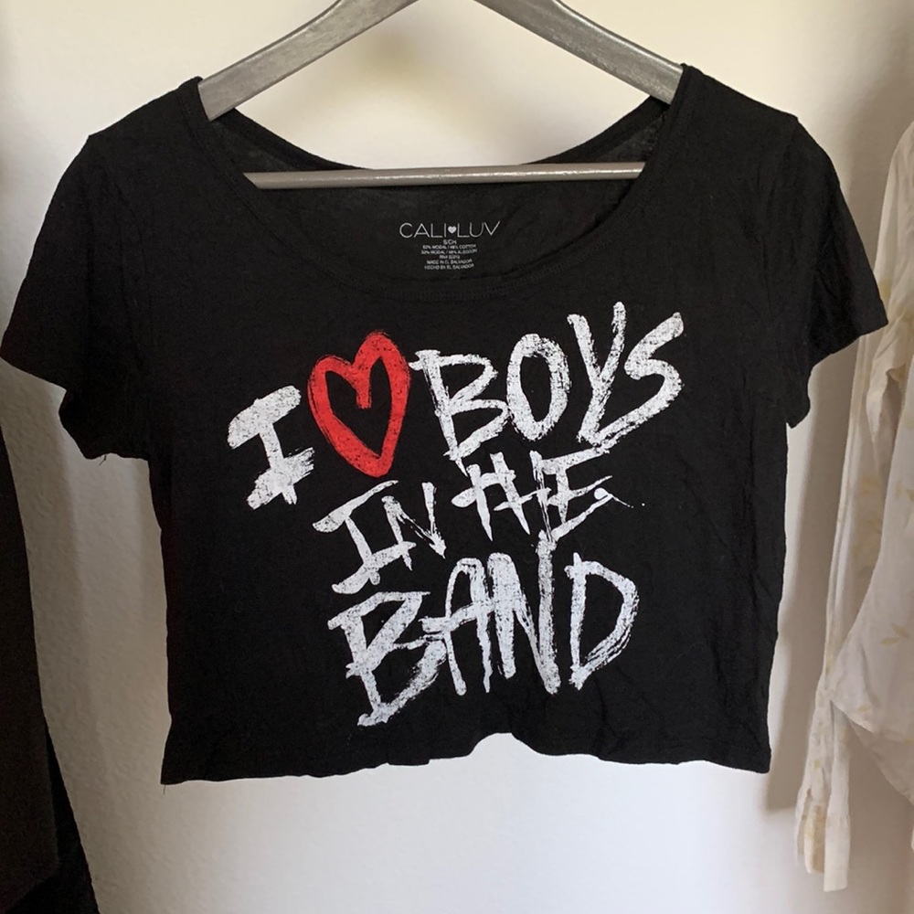 Cali luv vintage crop graphic tee I love boys in the band preowned S
